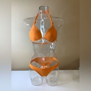 Recco Size Medium Brazilian Orange Bikini Top & Solid Bottom. New With Tags